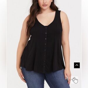 Torrid 2 black Fit And Flare Stretch Challis Button-Front Tank